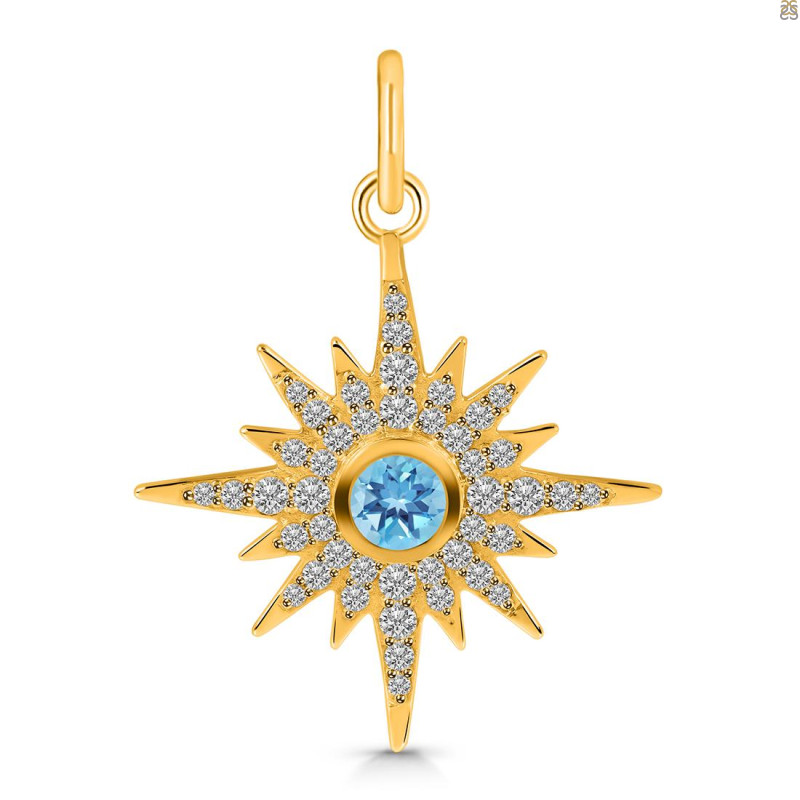 Blue Topaz & White Topaz Pendant BTZ-RDP-693.