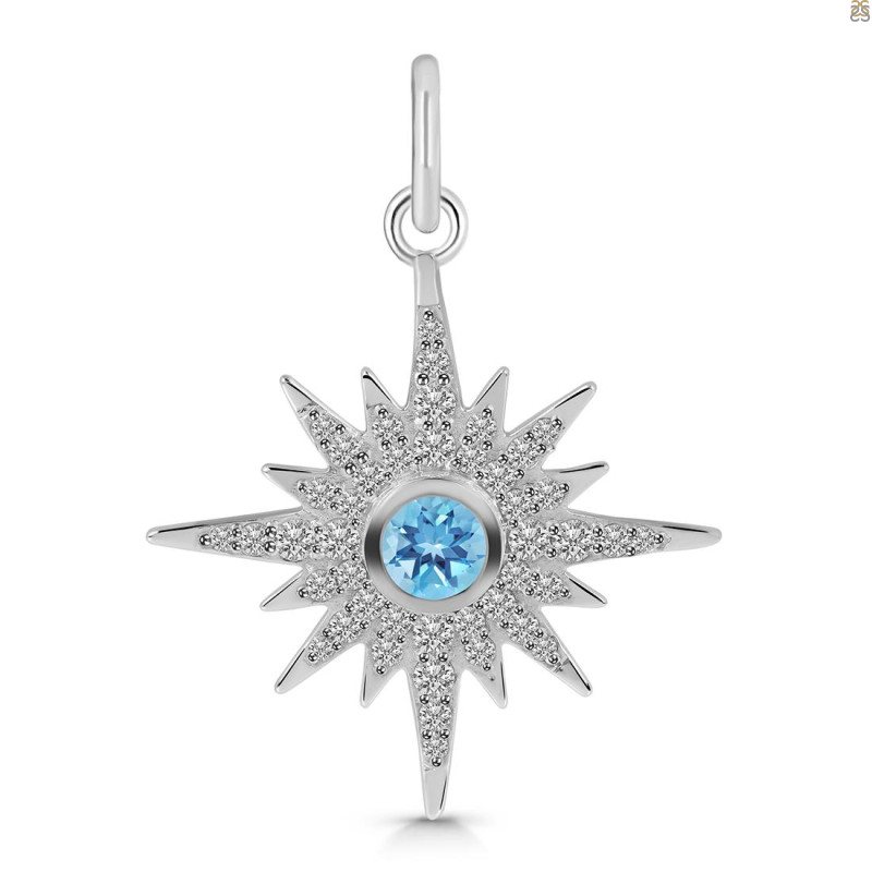 Blue Topaz & White Topaz Pendant BTZ-RDP-693.
