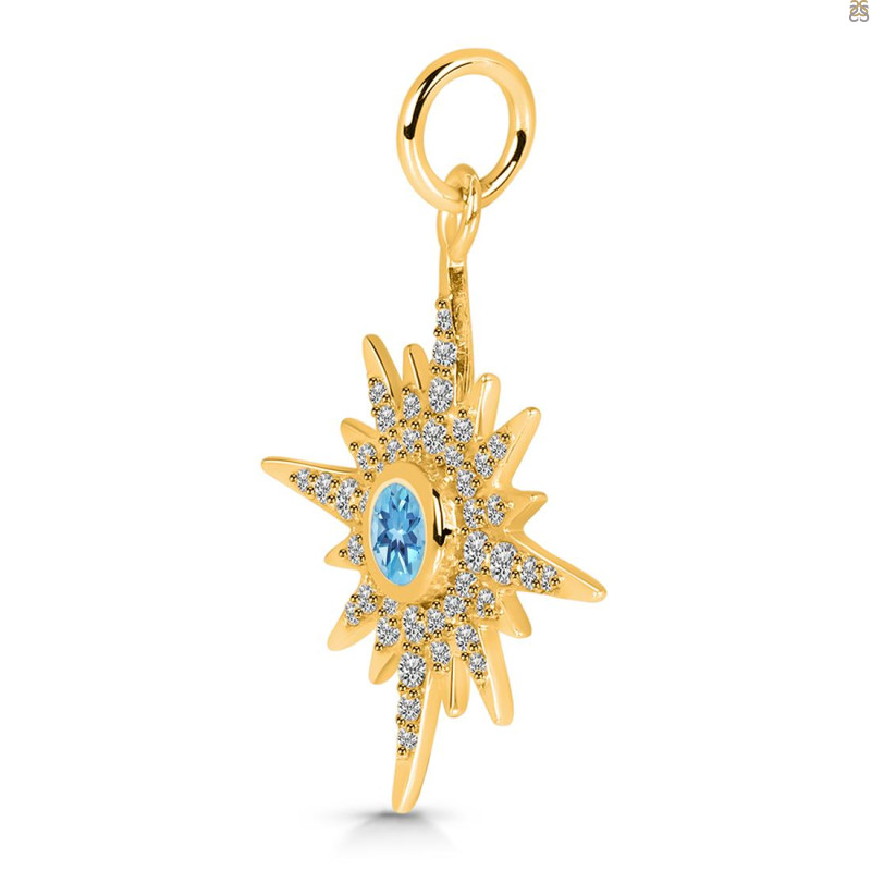 Blue Topaz & White Topaz Pendant BTZ-RDP-693.