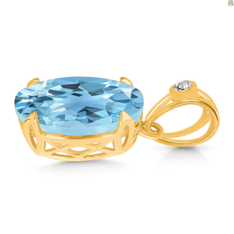 Blue Topaz Pendant BTZ-RDP-744-V-LOOP.