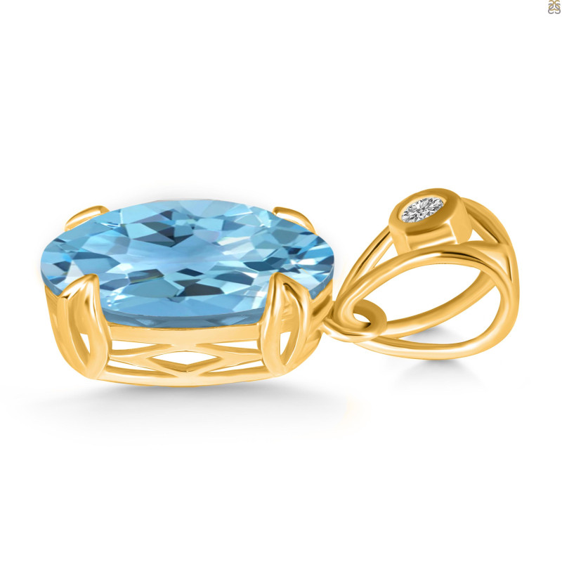 Blue Topaz Pendant BTZ-RDP-745-V-LOOP.