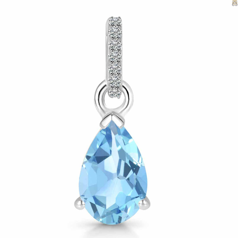 Blue Topaz & White Topaz Pendant BTZ-RDP-757-CZ.