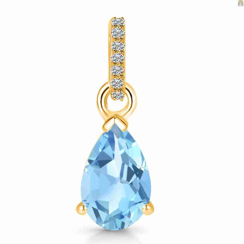 Blue Topaz & White Topaz Pendant BTZ-RDP-757-CZ.