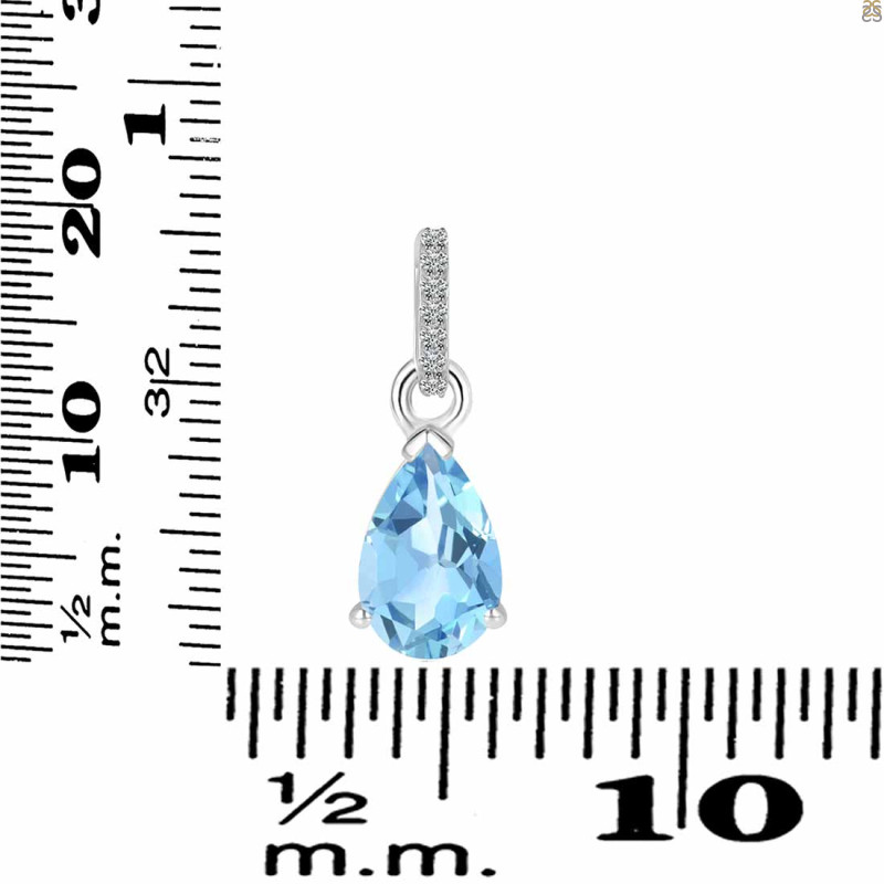 Blue Topaz & White Topaz Pendant BTZ-RDP-757-CZ.