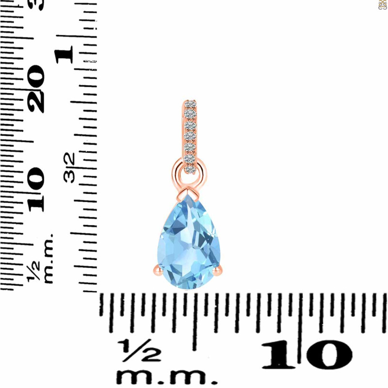 Blue Topaz & White Topaz Pendant BTZ-RDP-757-CZ.