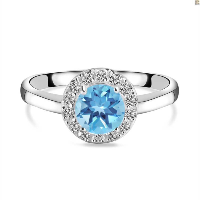 Blue Topaz & White Topaz Ring BTZ-RDR-1768.