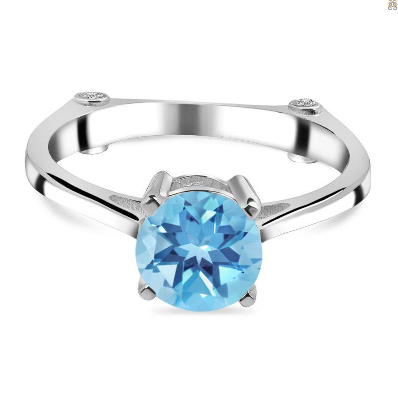 Blue Topaz & White Topaz Ring BTZ-RDR-1786.