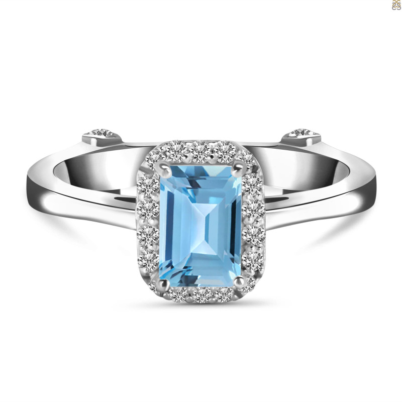 Blue Topaz & White Topaz Ring BTZ-RDR-1787.