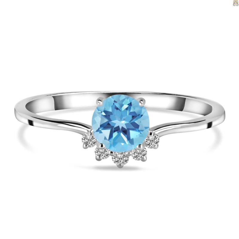 Blue Topaz & White Topaz Ring BTZ-RDR-1942.
