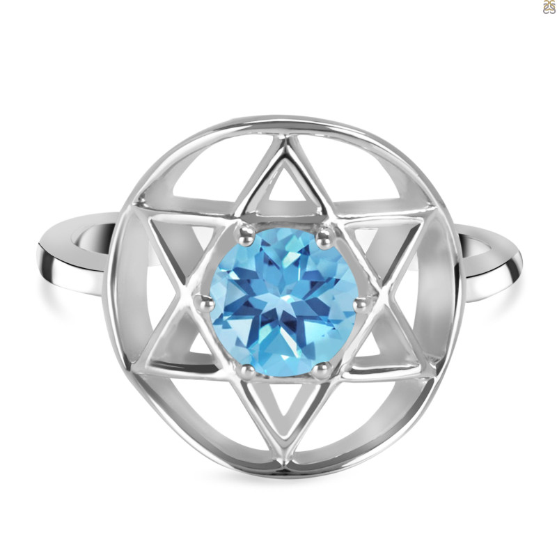 Blue Topaz Pentacle Ring BTZ-RDR-2137.