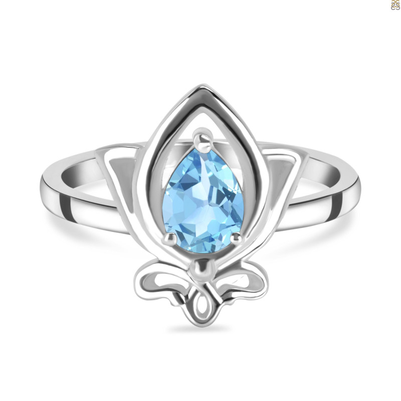 Blue Topaz Lotus Ring BTZ-RDR-2157.