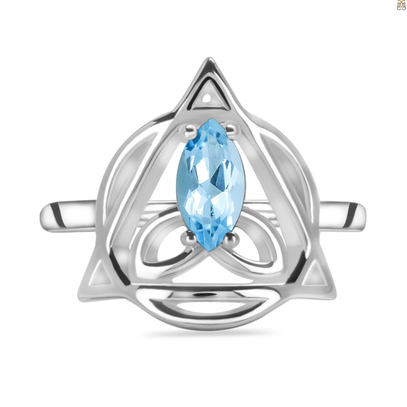 Blue Topaz Triquetra Ring BTZ-RDR-2166.
