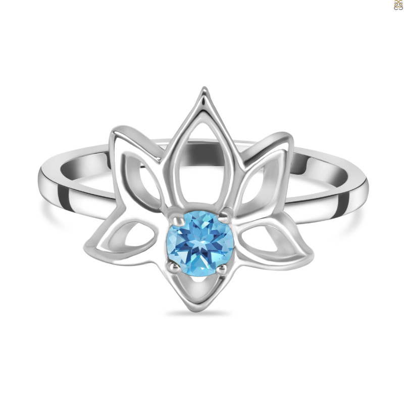 Blue Topaz Lotus Ring BTZ-RDR-2168.