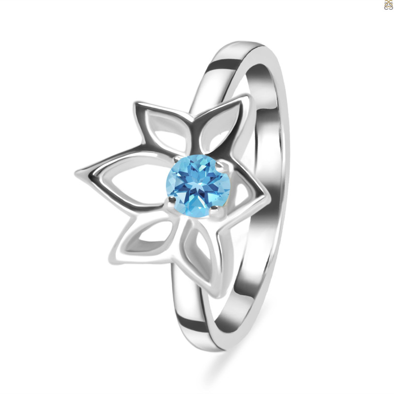 Blue Topaz Lotus Ring BTZ-RDR-2168.