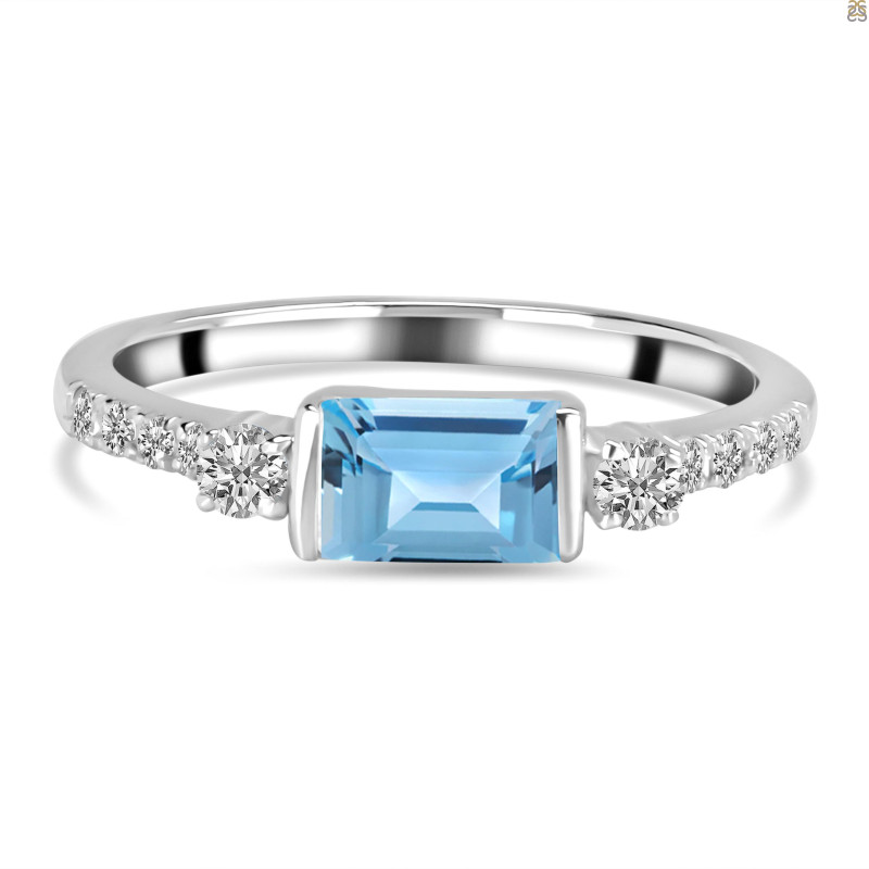 Blue Topaz & White Topaz Ring BTZ-RDR-2186.