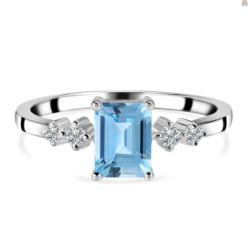 Blue Topaz & White Topaz Ring BTZ-RDR-2187.