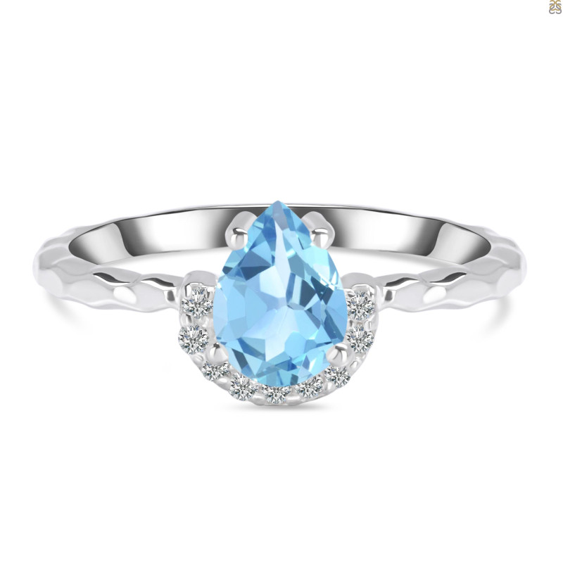 Blue Topaz & White Topaz Ring BTZ-RDR-2192.