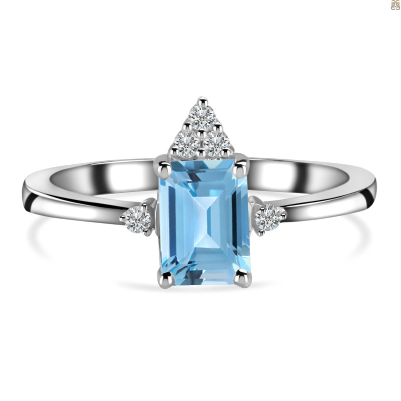 Blue Topaz & White Topaz Ring BTZ-RDR-2194.
