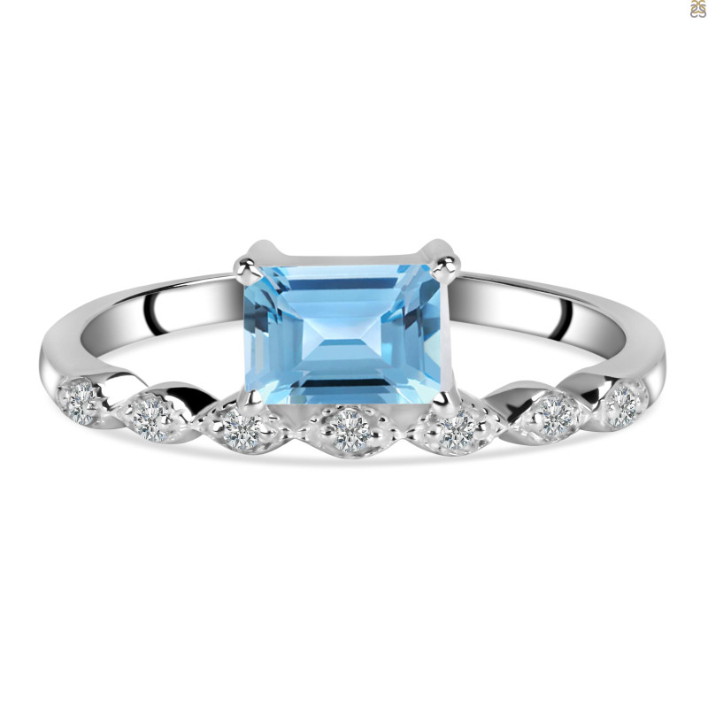 Blue Topaz & White Topaz Ring BTZ-RDR-2199.