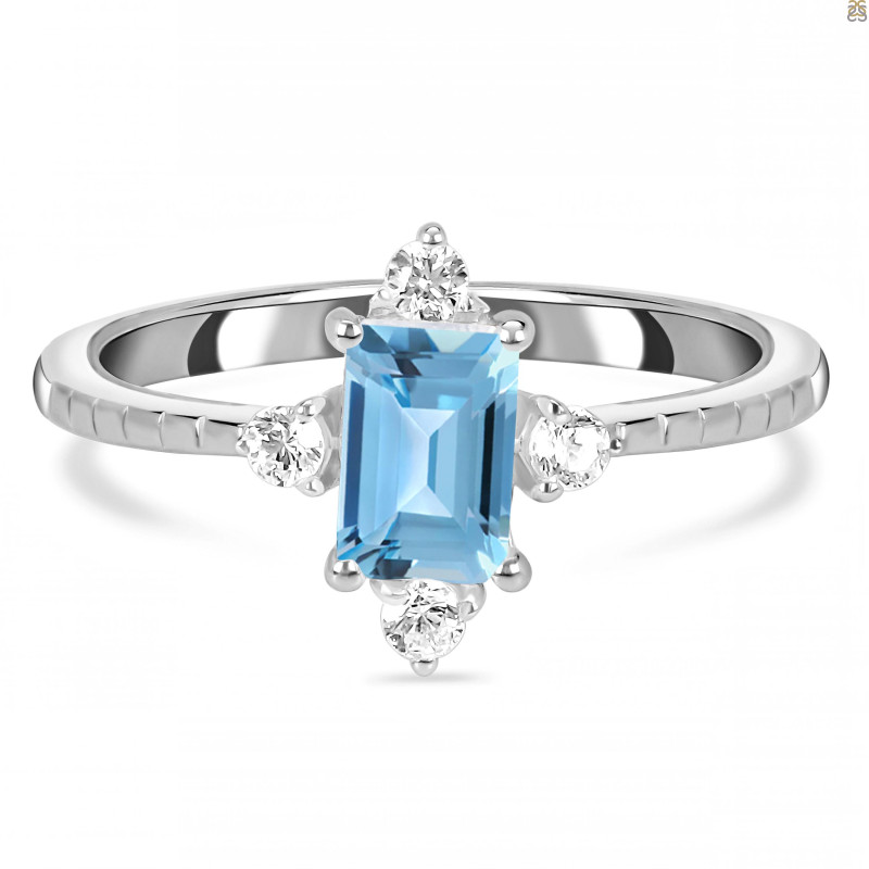 Blue Topaz & White Topaz Ring BTZ-RDR-2210.