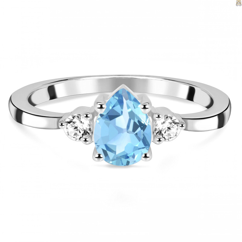 Blue Topaz & White Topaz Ring BTZ-RDR-2213.