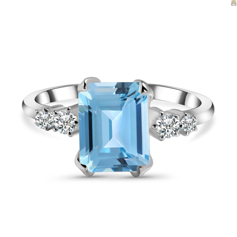Blue Topaz & White Topaz Ring BTZ-RDR-2215.