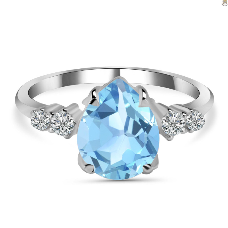 Blue Topaz & White Topaz Ring BTZ-RDR-2216.