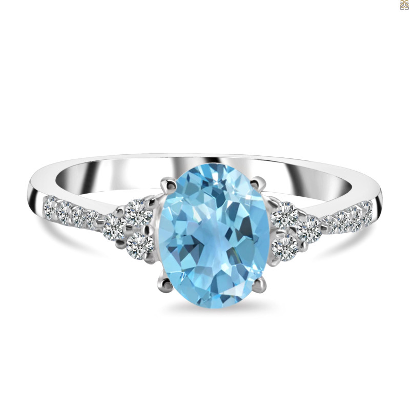 Blue Topaz & White Topaz Ring BTZ-RDR-2219.