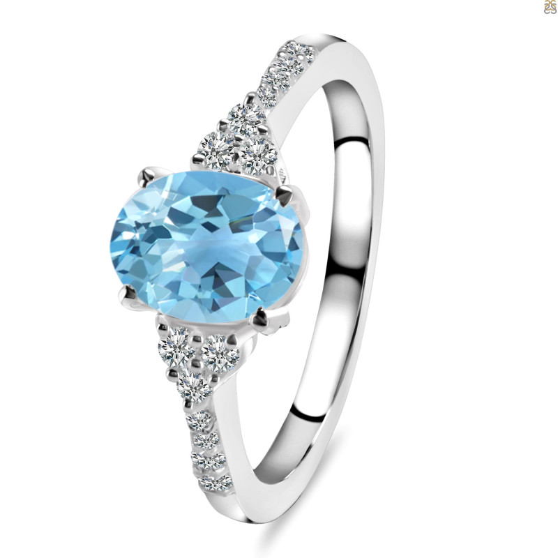 Blue Topaz & White Topaz Ring BTZ-RDR-2219.