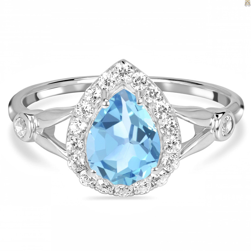 Blue Topaz & White Topaz Ring BTZ-RDR-2243.
