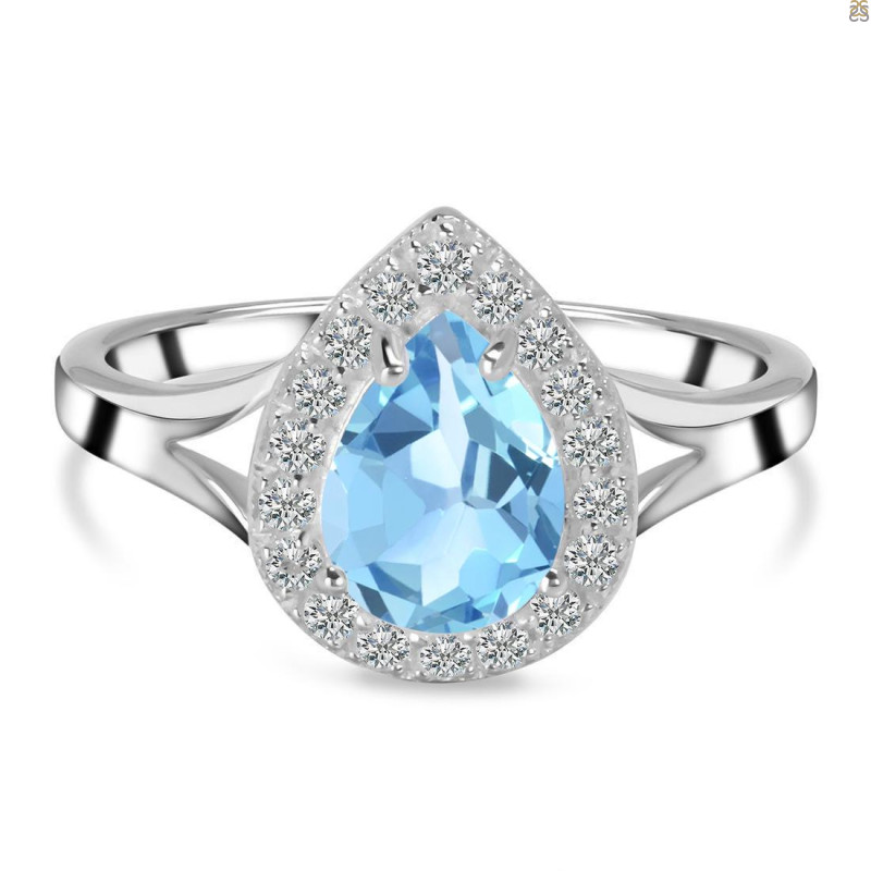 Blue Topaz & White Topaz Ring BTZ-RDR-2253.