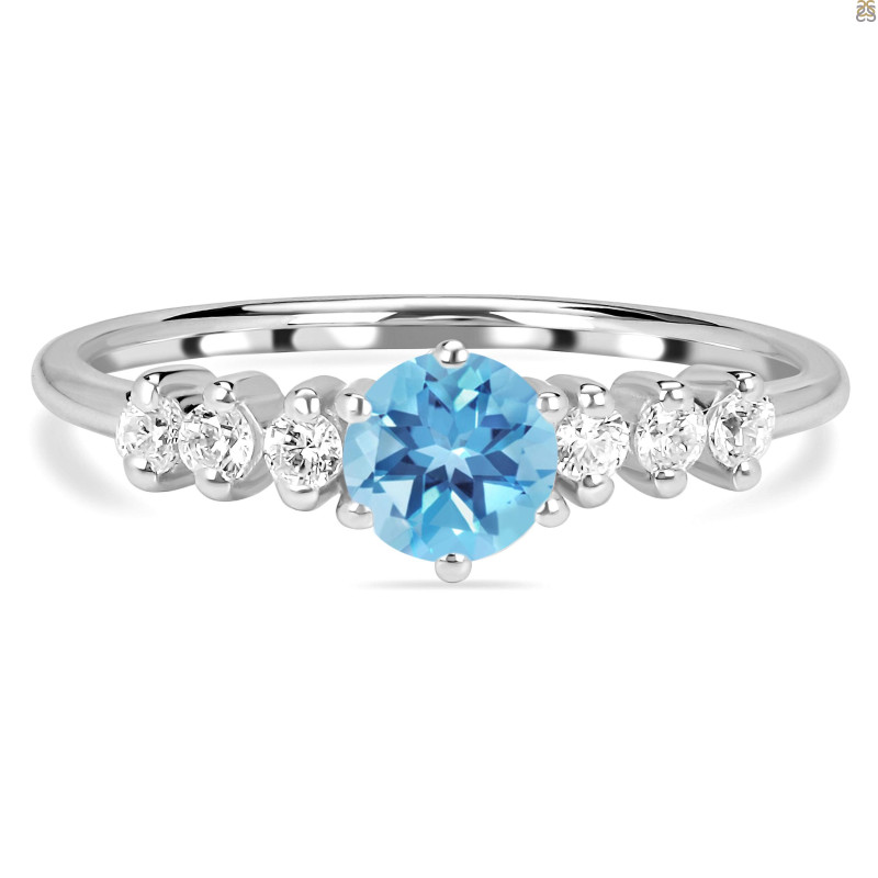 Blue Topaz & White Topaz Ring BTZ-RDR-2259.