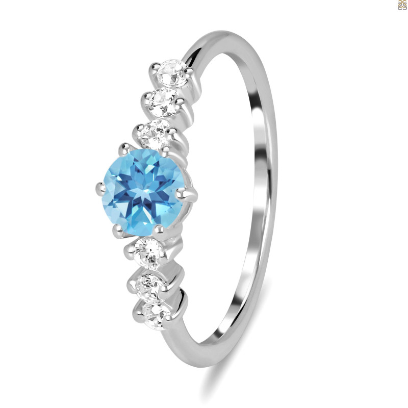 Blue Topaz & White Topaz Ring BTZ-RDR-2259.