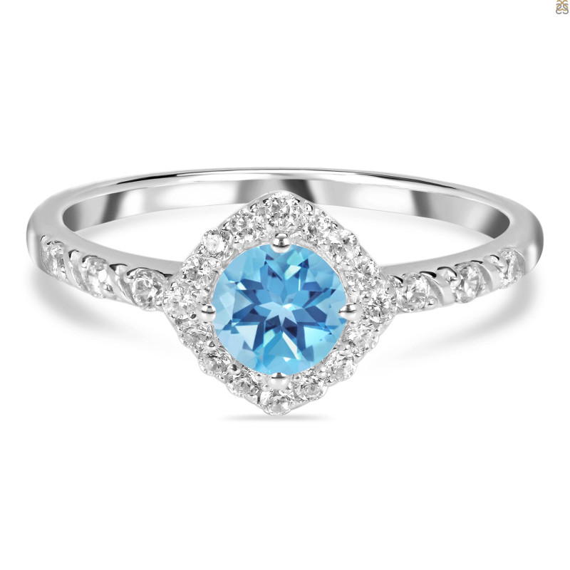 Blue Topaz & White Topaz Ring BTZ-RDR-2260.