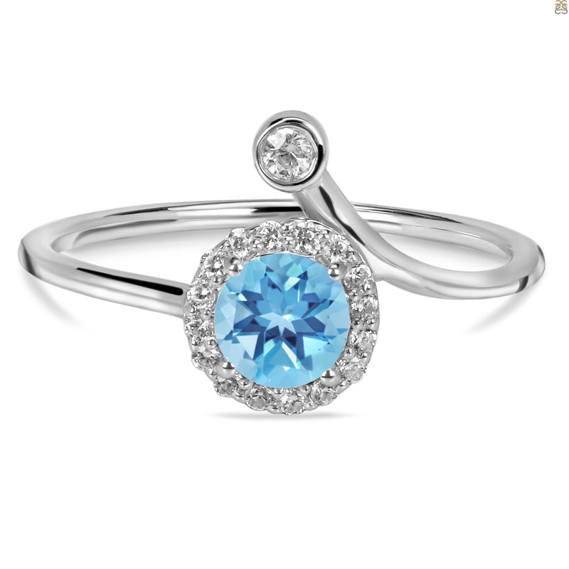Blue Topaz & White Topaz Ring BTZ-RDR-2261.