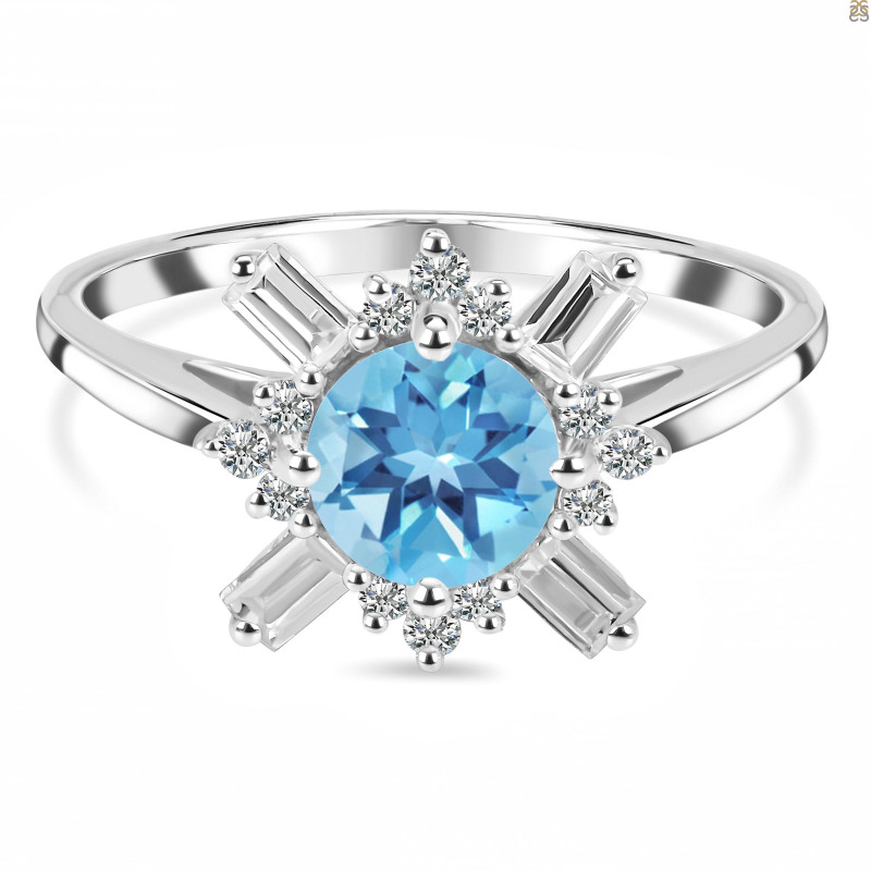 Blue Topaz & White Topaz Ring BTZ-RDR-2264.