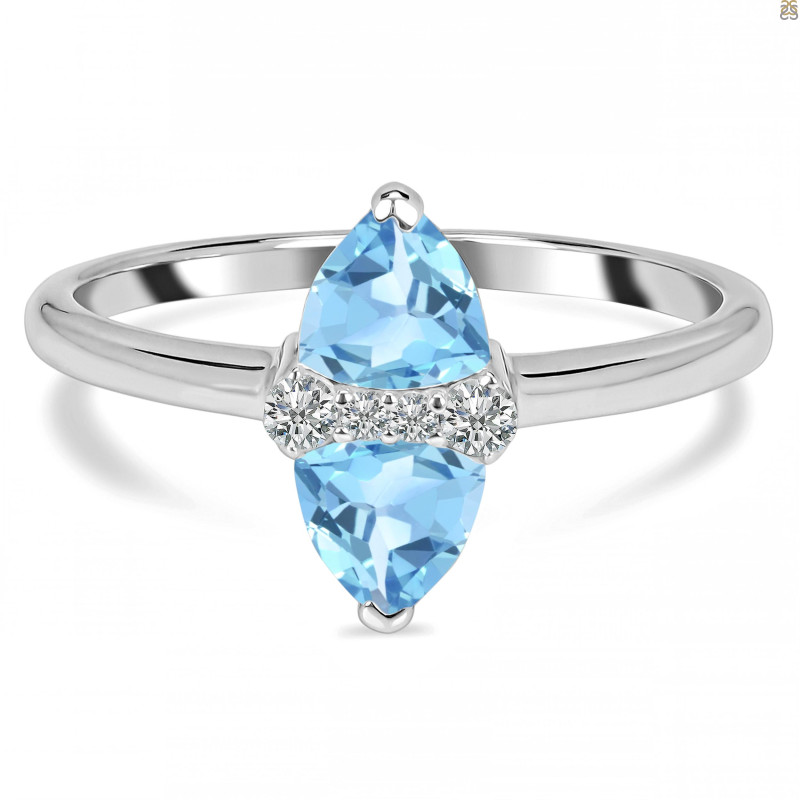Blue Topaz & White Topaz Ring BTZ-RDR-2266.