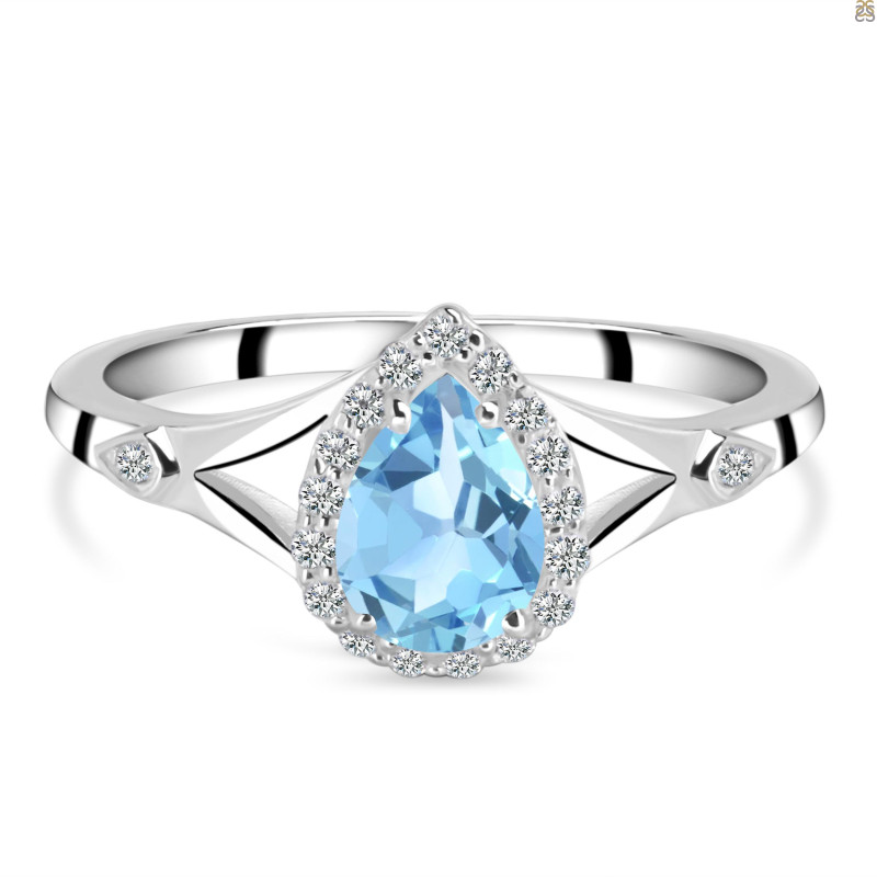 Blue Topaz & White Topaz Ring BTZ-RDR-2271.