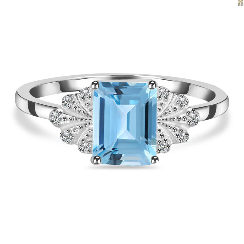 Blue Topaz & White Topaz Ring BTZ-RDR-2272.