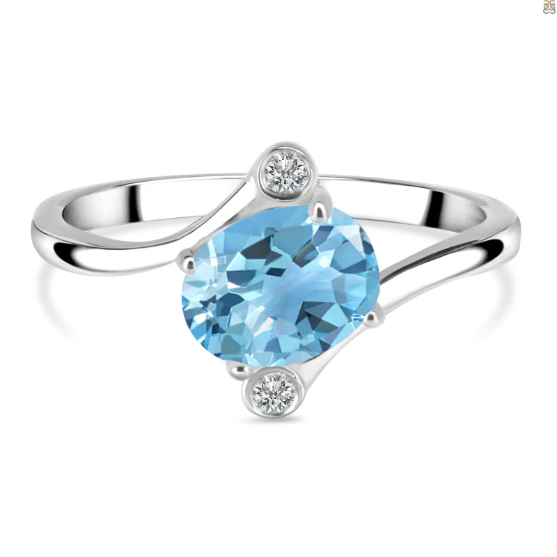 Blue Topaz & White Topaz Ring BTZ-RDR-3264.