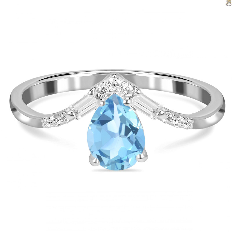 Blue Topaz & White Topaz Ring BTZ-RDR-2283.