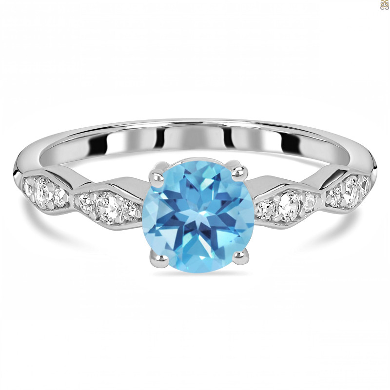 Blue Topaz & White Topaz Ring BTZ-RDR-2288.