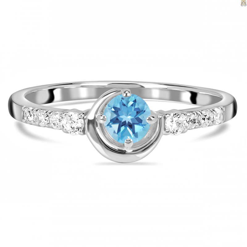 Blue Topaz & White Topaz Ring BTZ-RDR-2292.
