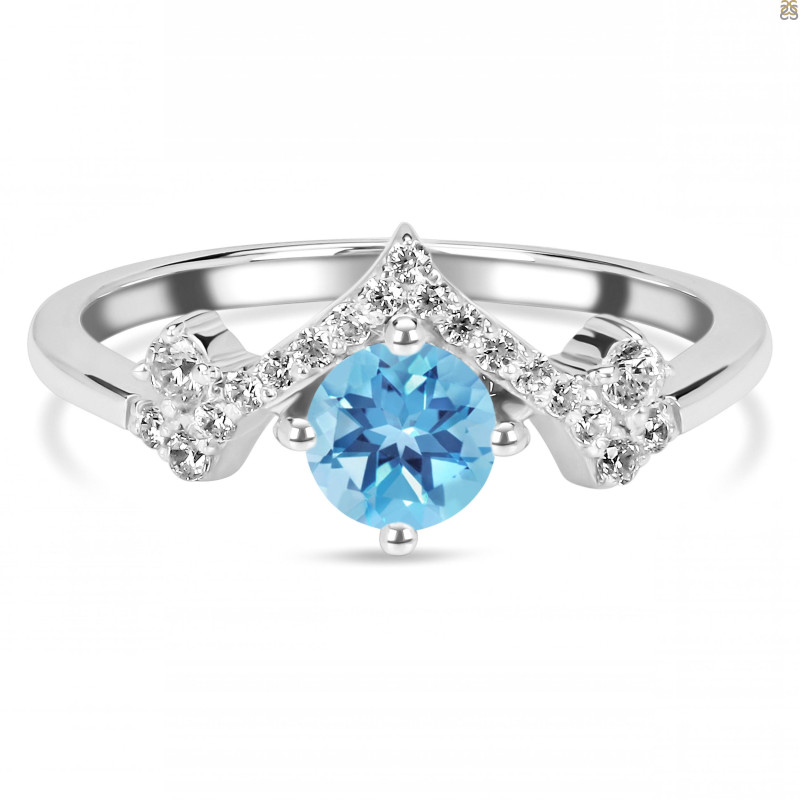 Blue Topaz & White Topaz Ring BTZ-RDR-2296.