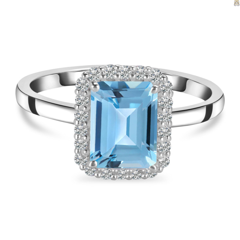 Blue Topaz & White Topaz Ring BTZ-RDR-2302.
