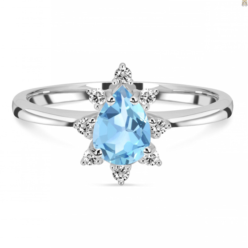 Blue Topaz & White Topaz Ring BTZ-RDR-2305.