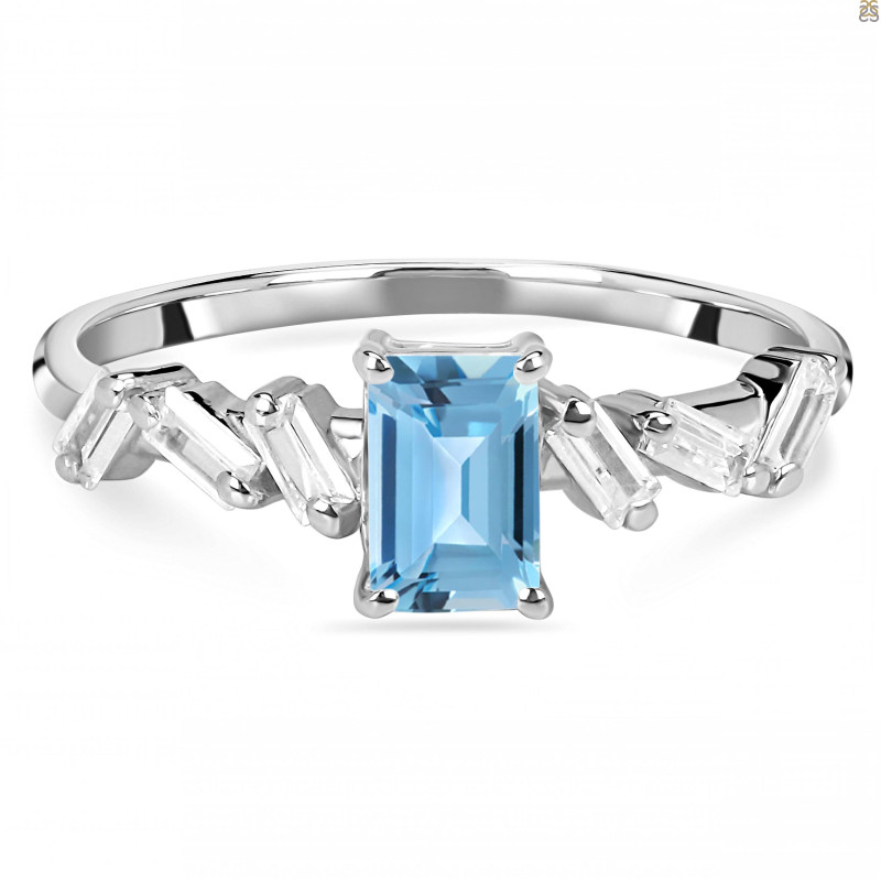 Blue Topaz & White Topaz Ring BTZ-RDR-2306.