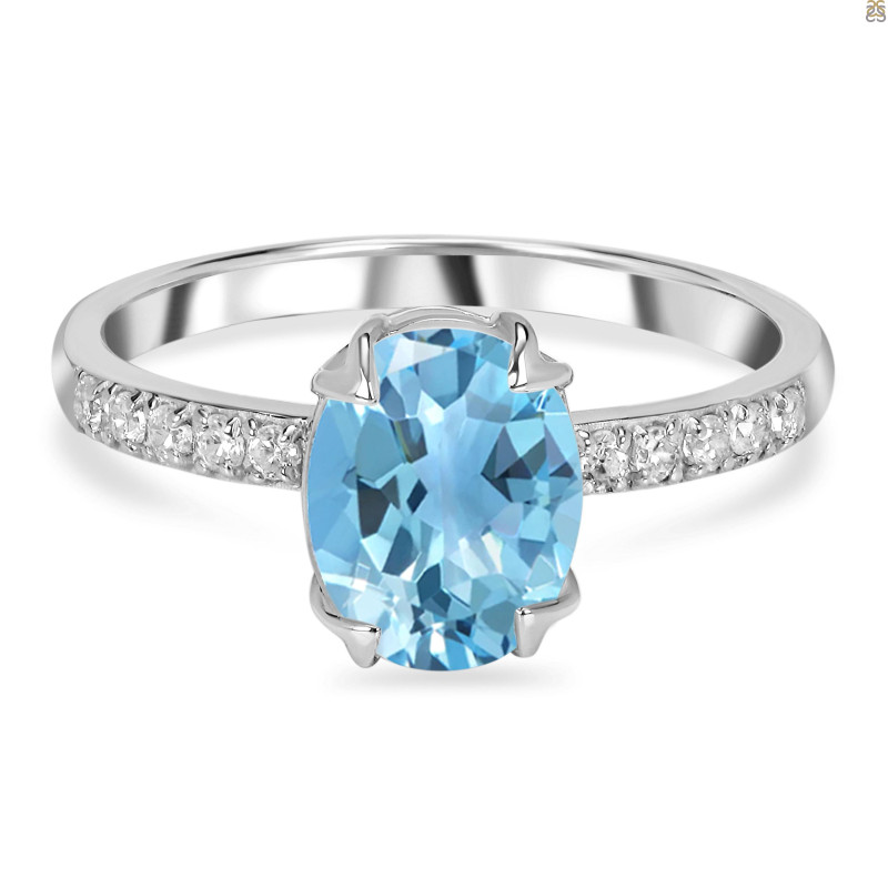 Blue Topaz & White Topaz Ring BTZ-RDR-2382.
