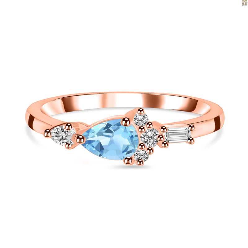 Blue Topaz & White Topaz Ring BTZ-RDR-2389.