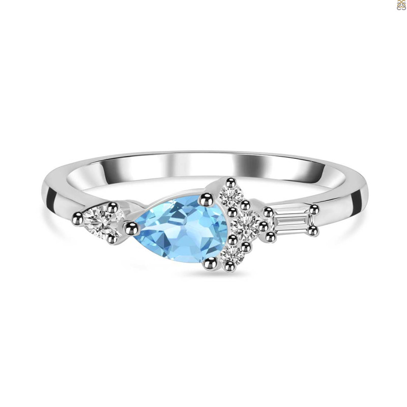 Blue Topaz & White Topaz Ring BTZ-RDR-2389.